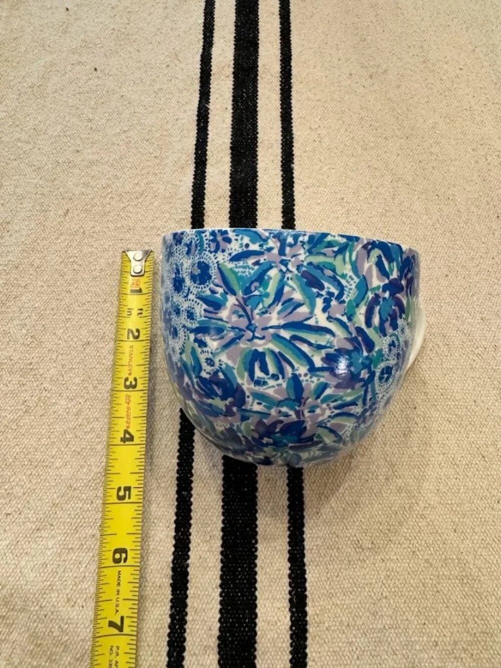 Lilly Pulitzer - Ceramic Mug - 12oz - Blue Floral - Gold Handle - Tea Coffee Cup